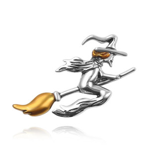 Vue générale Broche Gothique "Sorcière Volante d’Argent"