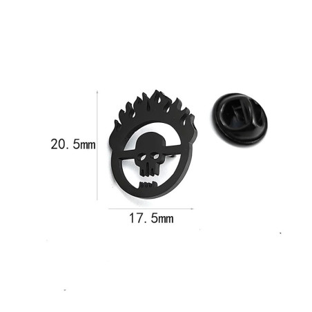 Dimensions Broche Tête de Mort "Flamme du Chaos" - 3 couleurs au choix !