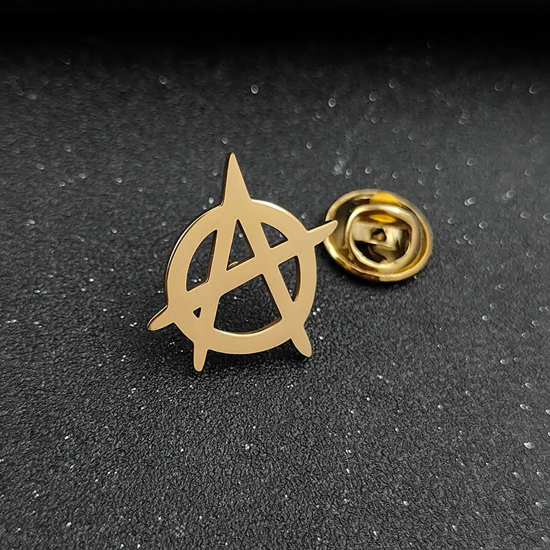 Broche Punk Rock "Symbole d’Anarchie" Couleur Or