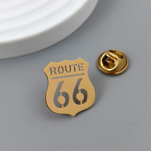 Broche Rock Biker "Route 66" Couleur Or