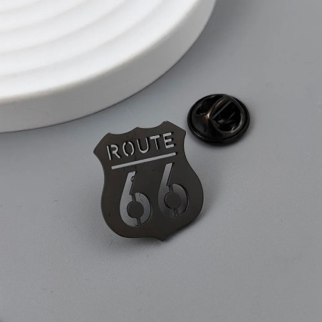 Broche Rock Biker "Route 66" Couleur noir