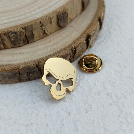 Broche Tête de Mort "Regard d’Acier" Couleur or
