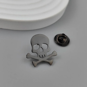 Broche Tête de Mort "Crâne Pirate" couleur noir