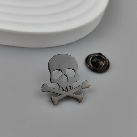 Broche Tête de Mort "Crâne Pirate" couleur noir