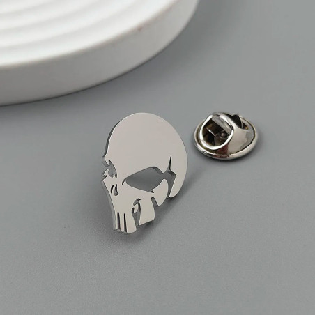 Broche Tête de Mort "Crâne du Justicier" Couleur Argent