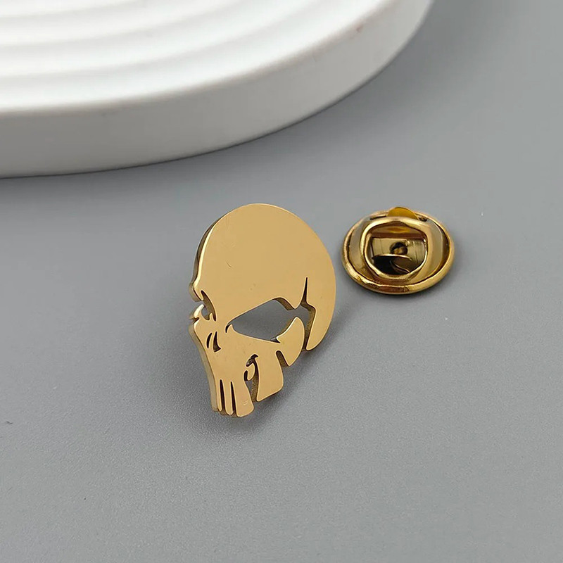 Broche Tête de Mort "Crâne du Justicier" Couleur Or