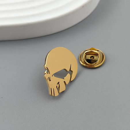 Broche Tête de Mort "Crâne du Justicier" Couleur Or