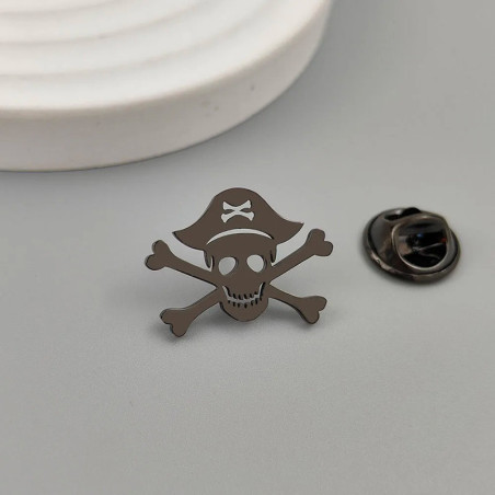 Broche Tête de Mort "Capitaine Pirate" Couleur Noir