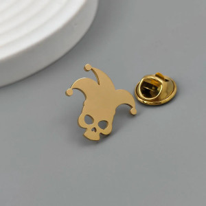 Broche Tête de Mort "Joker Maudit" Couleur  Or