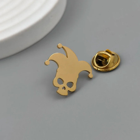 Broche Tête de Mort "Joker Maudit" Couleur  Or