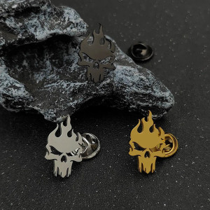 Broche Tête de Mort "Flamme Infernale"
