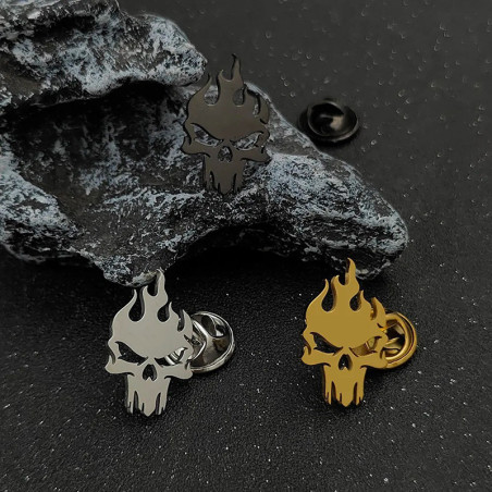 Broche Tête de Mort "Flamme Infernale"