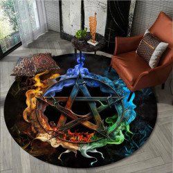 Tapis rond  10 modèles de pentagrammes colorés - modele 1