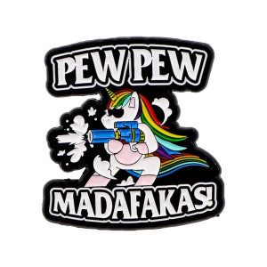 Vue générale Broche Licorne Rock “Pew Pew Madafakas”