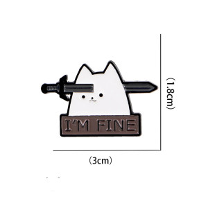 Dimensions Broche Chat Goth Noir “I’m Fine”