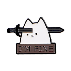 Vue générale Broche Chat Goth Noir “I’m Fine”