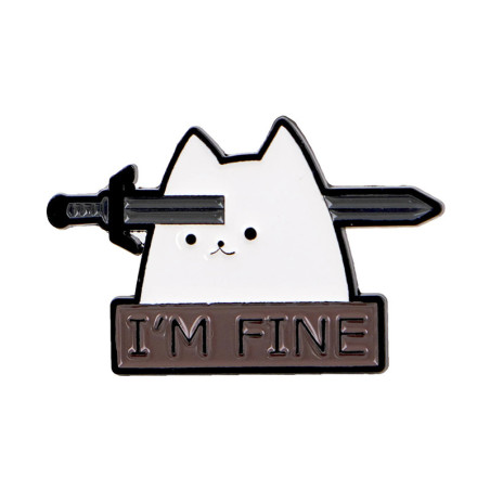 Vue générale Broche Chat Goth Noir “I’m Fine”