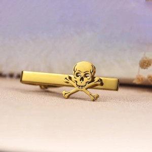 Avant Pince à Cravate Tête de Mort - Emblème du Pirate Élégant Couleur Or