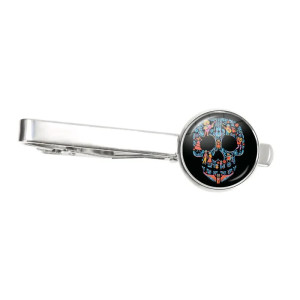Pince à Cravate Tête de Mort Calavera Florale Modele 2