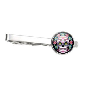 Pince à Cravate Tête de Mort Calavera Florale Modele 1