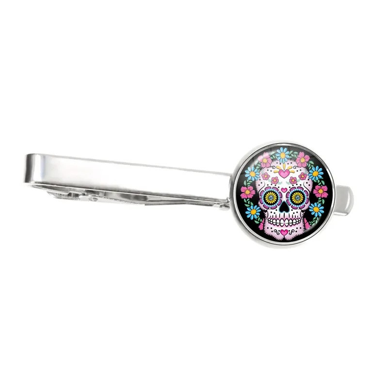 Pince à Cravate Tête de Mort Calavera Florale Modele 1