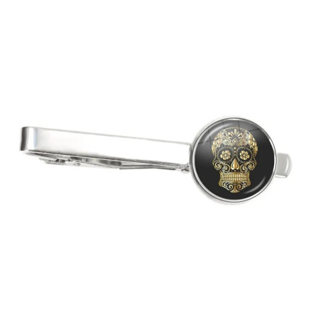 Pince à Cravate Tête de Mort Calavera Florale Modele 3