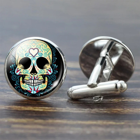 Boutons de Manchette Tête de Mort Calavera du Soleil Modele 1
