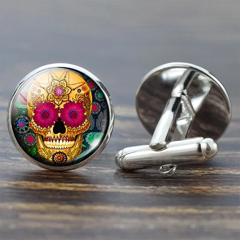 Boutons de Manchette Tête de Mort Calavera du Soleil Modele 6