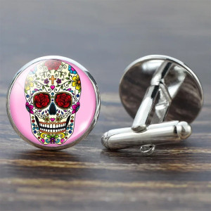 Boutons de Manchette Tête de Mort Calavera du Soleil Modele 2