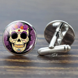 Boutons de Manchette Tête de Mort Calavera du Soleil Modele 3