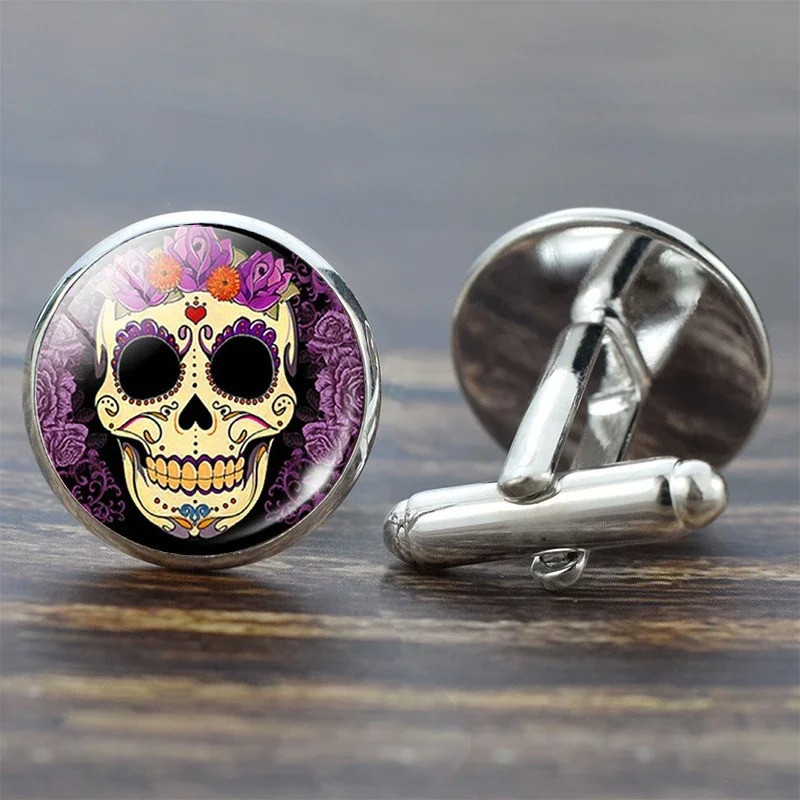 Boutons de Manchette Tête de Mort Calavera du Soleil Modele 3