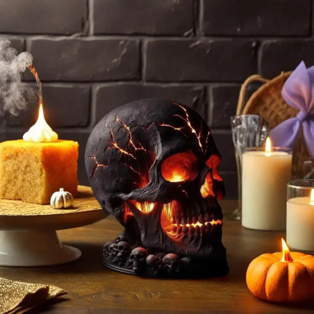 Lampe Tête de Mort - Crâne du Feu Éternel