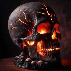 Vue détaillée Lampe Tête de Mort - Crâne du Feu Éternel