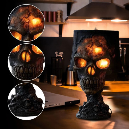Détails de la Lampe Tête de Mort - Veilleur des Flammes