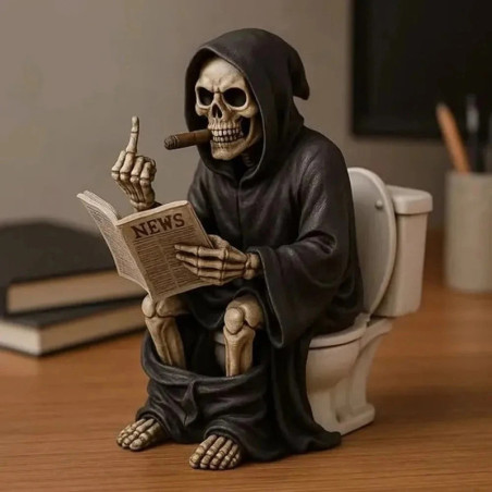 Figurine Squelette Doigt d'Honneur - Le Trône de la Mort Pause Caca