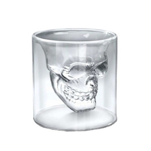 Carafe à Whisky Tête de Mort Crâne de Cristal avec son verre Modele 1