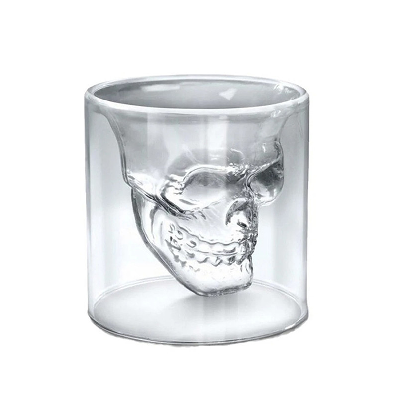 Carafe à Whisky Tête de Mort Crâne de Cristal avec son verre Modele 1