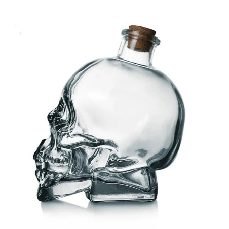 Vue De face Carafe à Whisky Tête de Mort - Crâne Puriste