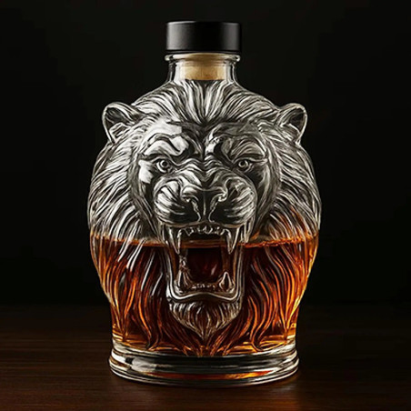 Vue De face Carafe à Whisky - Rugissement Royal du Lion