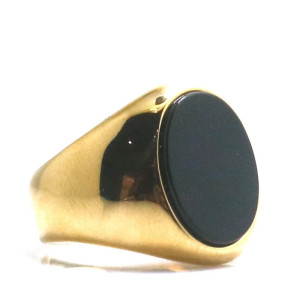 Vue de côté Bague Chevalière Gothique "Sceau d’Ombre Dorée"