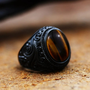 Bague Chevalière Gothique "Regard du Tigre des Ombres"