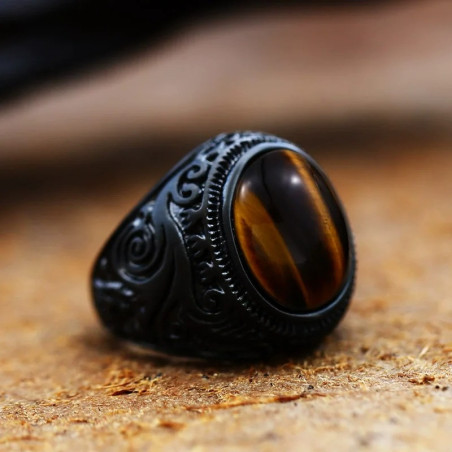 Bague Chevalière Gothique "Regard du Tigre des Ombres"