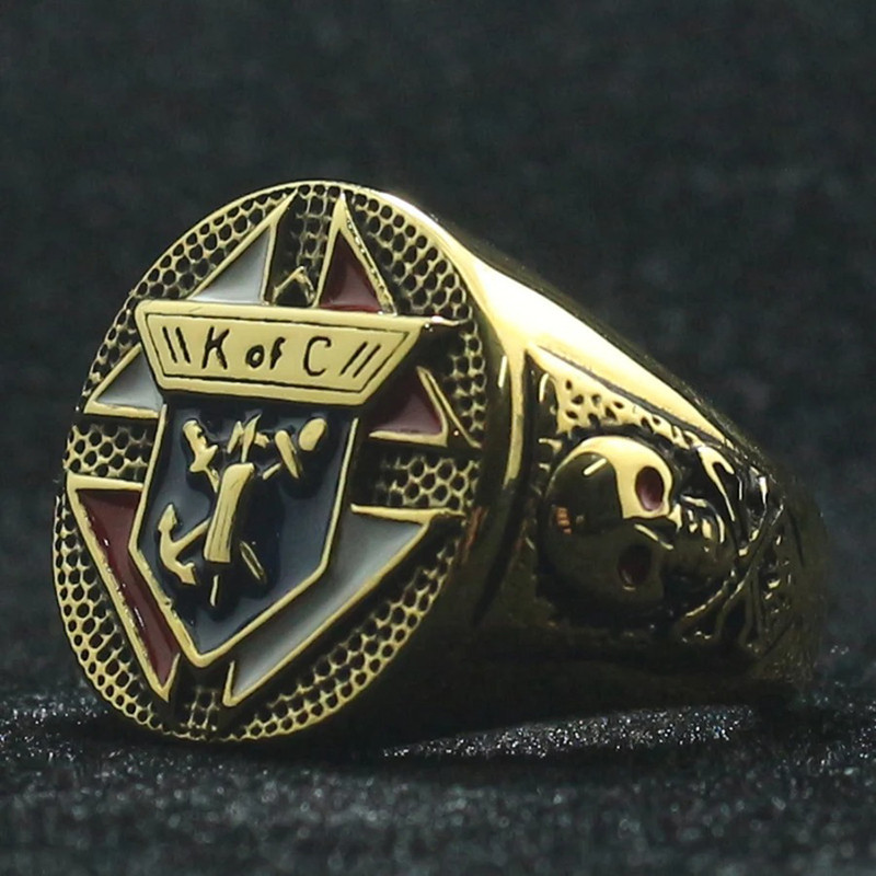 Bague Chevalière Gothique "Croix du Serment Doré"