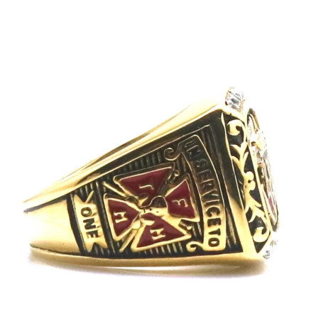 Vue latérale Bague Chevalière Gothique "Ordre du Serment Écarlate"