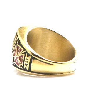 Vue arrière Bague Chevalière Gothique "Ordre du Serment Écarlate"