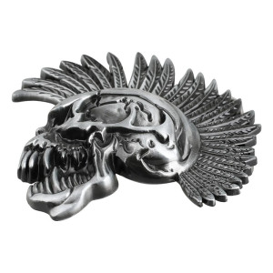 Vue de Cote Boucle de Ceinture Tête de Mort Esprit du Mohawk - 2 couleurs au choix !