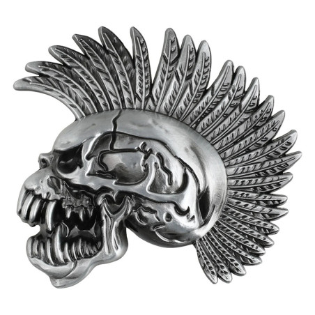 Boucle de Ceinture Tête de Mort Esprit du Mohawk Couleur Argent
