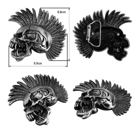 Dimensions et details de la Boucle de Ceinture Tête de Mort Esprit du Mohawk