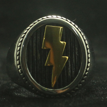 Avant Bague Biker “Foudre d’Acier” Couleur Or