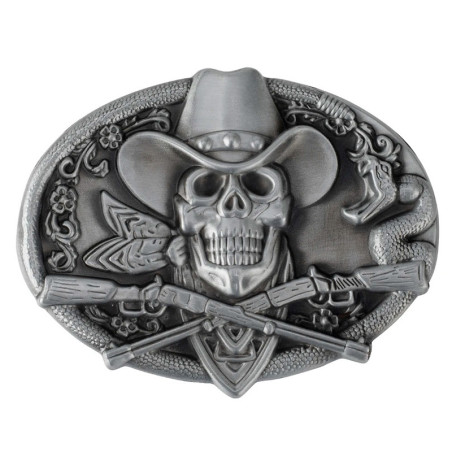 Boucle de Ceinture Tête de Mort Requiem du Far West Couleur Gris